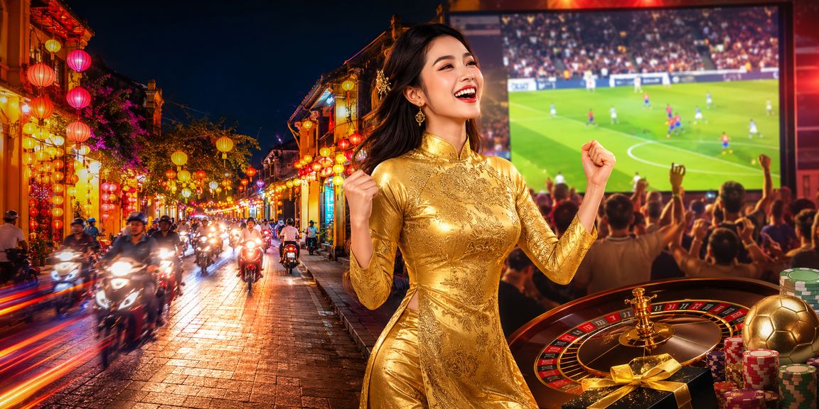 Trò chơi roulette casino với trang phục áo dài truyền thống tại Hội An